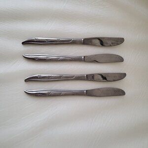 Vintage Atomic Star Triple Starburst Dinner Knife 4 Stainless Steel Japan Wavy